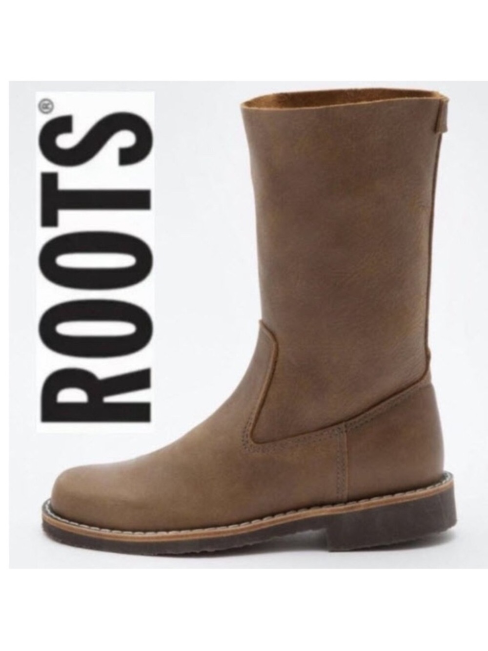 Roots Brown Leather Mid-Calf Ankle Boots